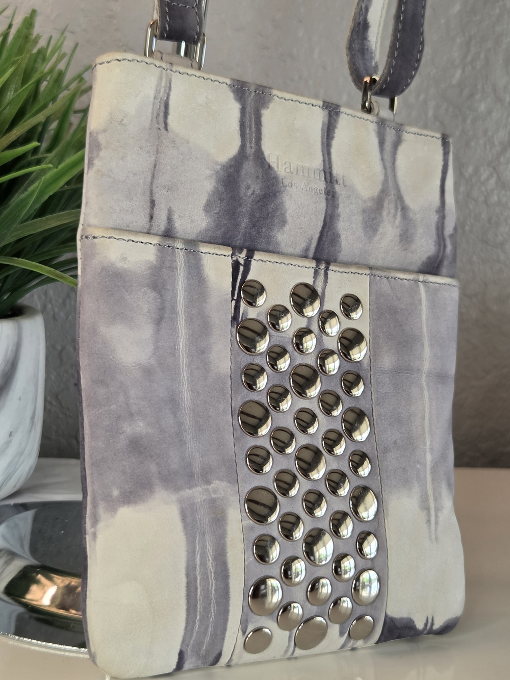 Hammitt Rare Tie Dye Leather Studded Crossbody Bag Silver Rivets EUC - Picture 2 of 16